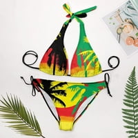 Rasta Palm Tree Women Halter String Triangle Bikini setovi dva seksi kupaći kostimi s kupaćem kostimi