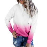 Shmport ženske casual dukserice dugih rukava gradijent boja dukserice labavi fit puloveri sa džepovima