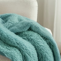 Jebeni krzno kadulje zeleno bacanje pokrivač - flaffy pokrivači i bacači shaggy fau krzno pokrivač