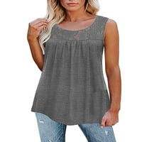 Luxplum ženski prsluk solid boja T majice bez rukava na vrhu labavog pulover uvale bluze svijetlo sivo