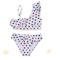 Djevojčica za kupaći kostim za bebe Dvije tačke Print White Bikini habanje na plaži, veličine 130