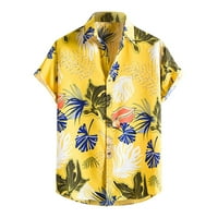 Beeyaso proljeće i ljetna muška majica na plaži Havajski cvjetna košulja kratkih rukava m