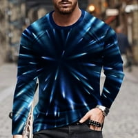 Štednjake muške puloverske košulje dugih rukava okruglica Comfy pulover linija 3D tiskana majica bluza, mornarice