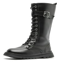 Daeful Girl Modne vodootporne cipele hodanje ležerne koljena High Boots Comfort čipke Up jahanje čizme crna plišana obloga 11.5c
