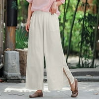 Miayilima casual pantalone za žene džep elastične prozračne pantalone labave pamučne i posteljine hlače