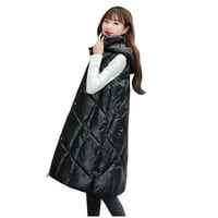 Kali_store žene Parka dugih rukava Parkas Women Winter Print Vintage stil pamučna jakna crna, xl