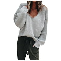 Miayilima ženski džemperi Pulover casual vrhovi pulover džemperi za žene zimski pad dugih rukava V-izrez