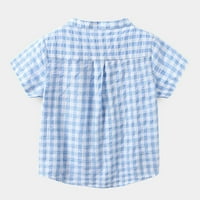 PEDORT Dječji košulje Ljetni dječaci Havajska majica Cool ljetna casual bluza s kratkim rukavima dolje na vrhu plava, 120