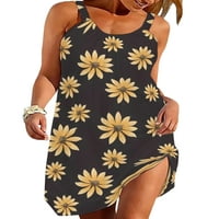 Luxplum ženska haljina ljetne havajske mini haljine cvjetne plažne haljine rukavice bez rukava prsluk