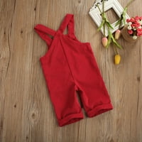 Canrulo Toddler Kids Baby Boy Girl Corduroy Romper Jumpsit Bib hlače Kompletno ljetna odjeća Crvena 1- godina