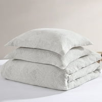 Levte Home - Wesley Comforter Set - puna kraljica Komforper + dva standardna jastučna futrola - jacquard - krem ​​i crna - Komfornik i jastuk - pamuk
