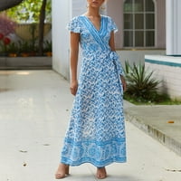 SHPWFBE haljine za žene Maxi haljina Ženska cvjetna bezbedna večernja strana Beach Long Boho Sendress