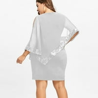 Ljetne casual haljine za žene plus veličine hladnog ramena prekrivanja asimetričnih šifonske haljine