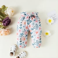 Dojenčad za bebe djevojke Ljetne odjeće vafle pune boje kratki rukav rumper topl cvjetni setovi hlače