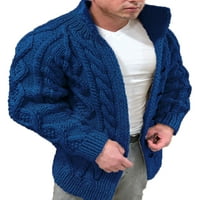 Muški dugi rukav plus veličine Cardigan Dugme za dugme Down Tlow Carner kabel pleteni kaput za zimsku