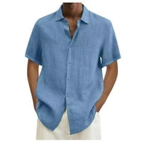 Muška posteljina majica s majica kratkih rukava ljetna plaža casual redovna fit vrhova košulja