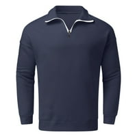 Njshnmn Crewneck džemper za muškarce dugim rukavima dugih rukava, mornarice, XL