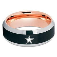 Vjenčani prsten od ružičastog volframa, fudbalski inspiriran, 18k ruža zlato, galaxy zvijezda vjenčanica,