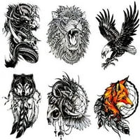 Pozlaćena djevojka Velike privremene tetovaže duhovi životinje, zmaj fox vuk lav orao lubanje, vodootporno tijelo art ani