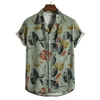 Muške havajske posteljine od tiskanog gumba niz majice kratkih rukava Summer casual aloha majice