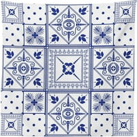 Plavi stolnjak, marokanski orijentalni keramički uzorci s tačkima i cvijećem Artprint, pravokutni poklopac