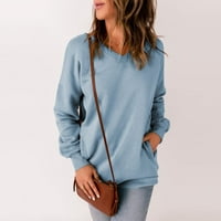 Pad džempera za žene prevelizirani džemperi za žene casual v vrat duks labavi mekani pulover dugih rukava