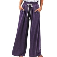 NSENDM Ljetne hlače za žene plus veličina, ženske hlače visoke struke s kaišom preklopnim hlačama za