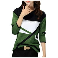 Ženski vrhovi grafički otisci s dugim rukavima Bluza casual ženska modna posadna majica zelena 5xl