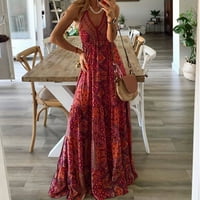 Luiyenes Womens V izrez Cvjetni dugi haljina Boemska plaža Duga haljina