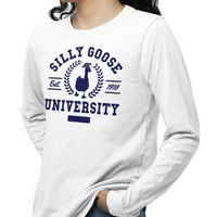 Silly Goose University majica s dugim rukavima Unise 3x-Veliki bijeli