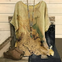 Ženski okrugli vrhovi vrata modni ljetni okrugli vrat pulover tiskane bluza s kratkim rukavima s