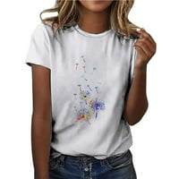 ZODGGGU TUNIC T majice za žene trendi djevojke ljetne vrhove gradijent cvjetni maslačak Print Fashion