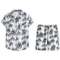 Pyju ljetni trenerke Havajske odjeće za muškarce Palm Trees Print Vintage kratki rukav s majicama kratkih hlača