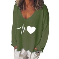 Ženska trendy bluza narukvica s rukavima Dnevno dugi rukav Ljetni jesen EKG vrhovi tiskani gumb V izrez labavi fit majice Blusas
