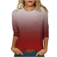 Tawop rukav za žene za žene Ženska modna tiskana labava majica rukava bluza okrugla vrat casual vrhovi