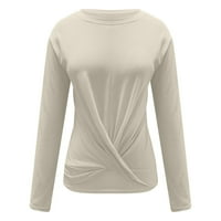 Košulje s dugim rukavima za žene Jeseni zimske ležerne majice Tunic Tops Front Crewneck Bluza pulover