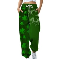 Zzwxwb duge hlače za žene Svetog Patrickovog dana Ženska moda Ležerne prilike za ispis Elastična pantalona