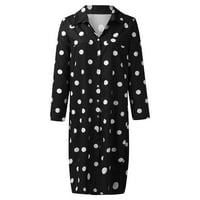 Haljine za žene plus veličine Ženska klirens Haljina za sunčanje V-izrez Polka Dot Long Casual Maxi haljina Black XL