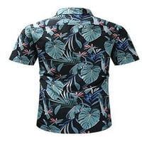 Woolbling Muškarci Ljetni košulja Rever Bluza Comfy Majica na plaži Muški Havajska za odmor Majica Green