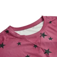 Uerlsty žene dugih rukava pulover casual zvezda ispis posade za vrat majica m-2xl