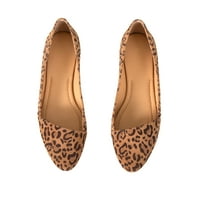 Kepoomanska široka širina širine na baletnim stanovima - udobne šiljaste loafer antilop ravne cipele Jednostavno suede, leopard