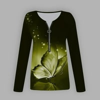 Fattazi Thirts majice za žene Ženska jesen i zimski okrugli vrat patentni zatvarač dugih rukava leptir