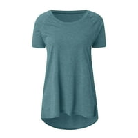 Clearsance plus veličina Bluze za žene Moda Moda Plus Veličina Čvrsta boja okrugli vrat Duga ruka dugačka majica Comfy soft bluza sružna bluza 1- plava