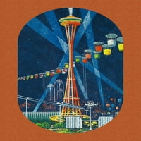 Seattle, Washington, Space Igle Worlds Sajam, Kontura, Vintage Travel Advertisement