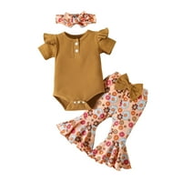 Miluxas Clearence Todler Kids Baby Girls Fashion Slatki slatki cvijet Print Ruffles Flared hlače Odjeća