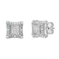 DazzlingRock kolekcija okrugli bijeli i metalni dijamant Konkave klasterirane naušnice za žene za žene