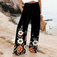 Strungten ženske pantalone casual labave pamučne pamučne pamučne pamučne pamučne noge sa džepom plaže