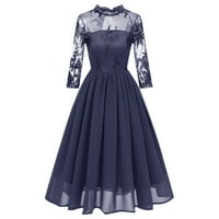 Haljine za čišćenje za žene Ljeto Vintage temperament V-izrez čipke suknje haljine mornarice s