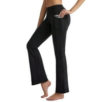 Ženske joge hlače Visoka struka žarišta široke ravne noge sportske pantalone pantalone s džepom za jogu pilates fitness