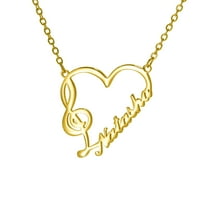 Naziv Prilagođena ogrlica od nehrđajućeg čelika Personalizirani ljubavni dizajn Srca Notenglish Naziv